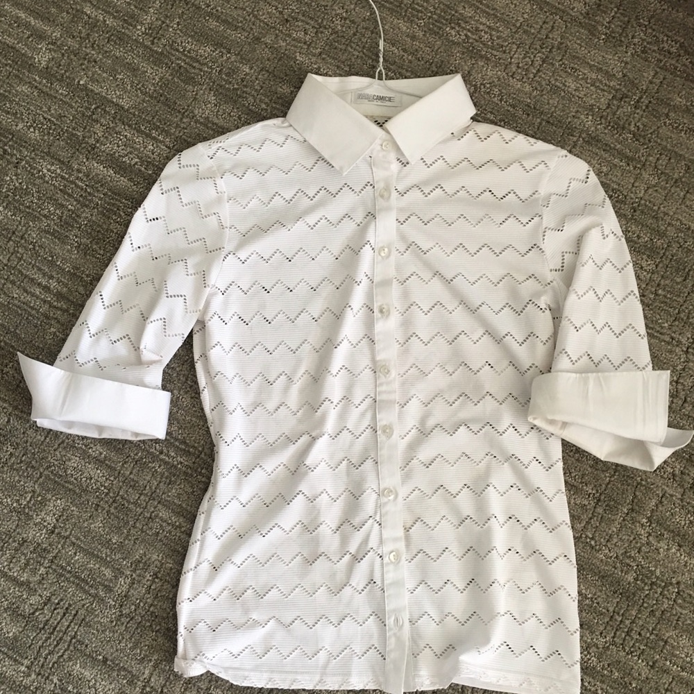 Naracamicie white collar half sleeve top Italian size ll